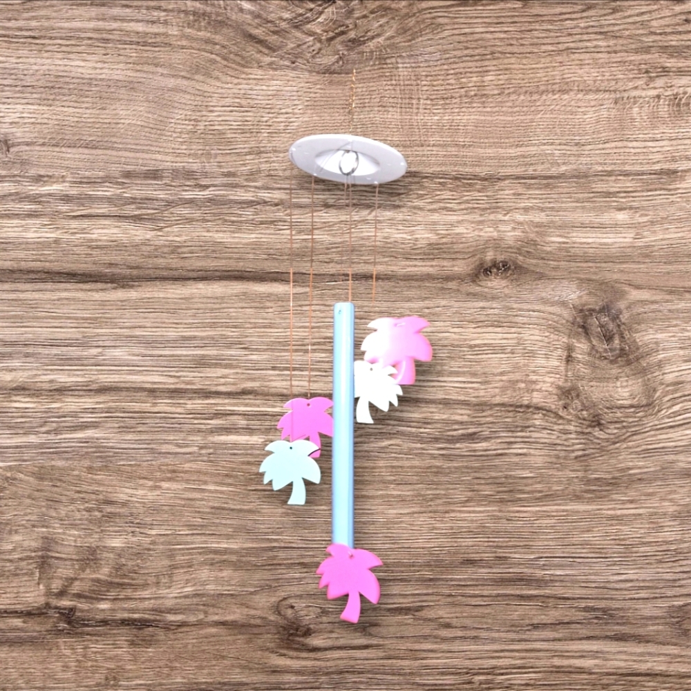 Pink and White Palm Leaf Wind Chime